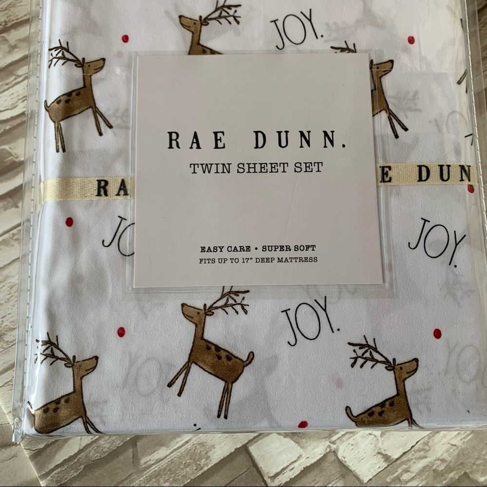 Rae Dunn Holiday Reindeer Twin Sheet Set